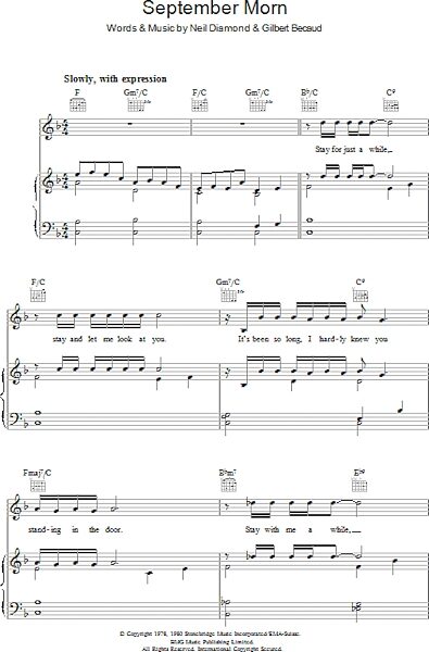 open zoom image for September Morn - Piano/Vocal/Guitar, New, Main