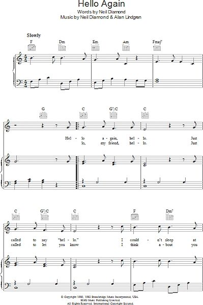 open zoom image for Hello Again - Piano/Vocal/Guitar, New, Main