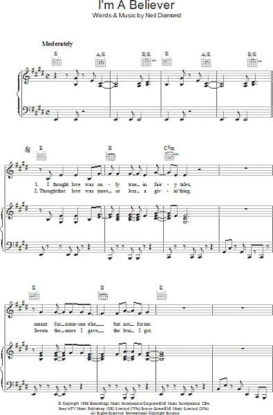 open zoom image for I'm A Believer - Piano/Vocal/Guitar, New, Main