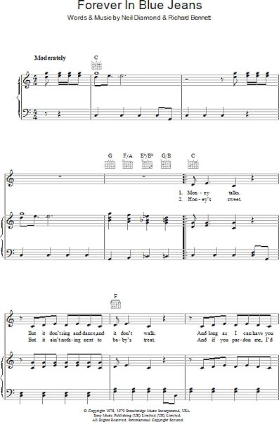 open zoom image for Forever In Blue Jeans - Piano/Vocal/Guitar, New, Main