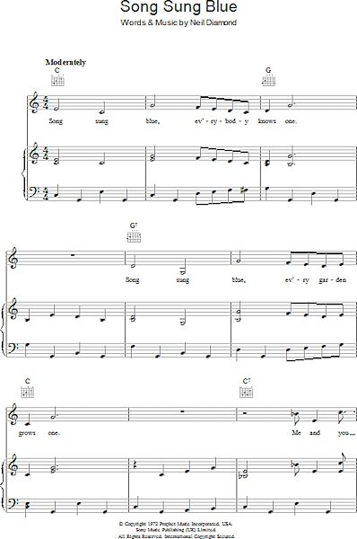 open zoom image for Song Sung Blue - Piano/Vocal/Guitar, New, Main