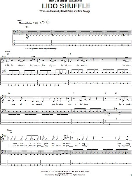 open zoom image for Lido Shuffle - Bass Tab, New, Main