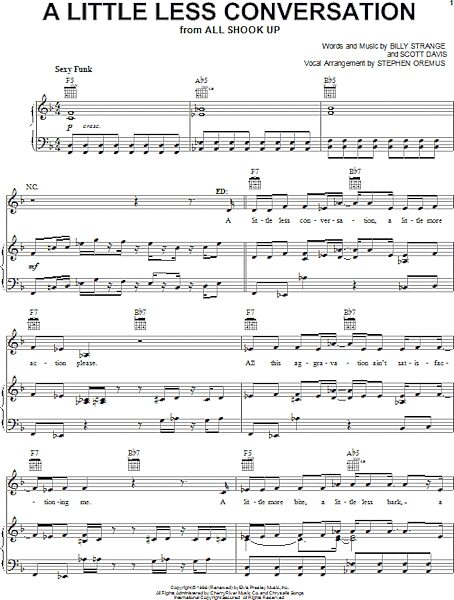open zoom image for A Little Less Conversation - Piano/Vocal/Guitar, New, Main