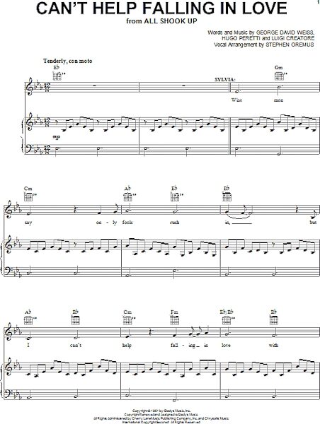 open zoom image for Can't Help Falling In Love - Piano/Vocal/Guitar, New, Main