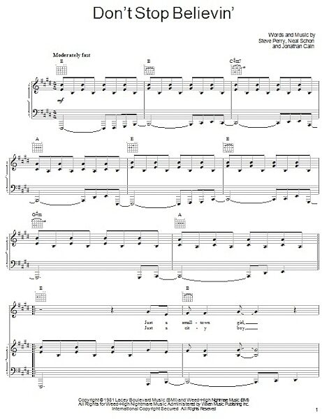 open zoom image for Don't Stop Believin' - Piano/Vocal/Guitar, New, Main