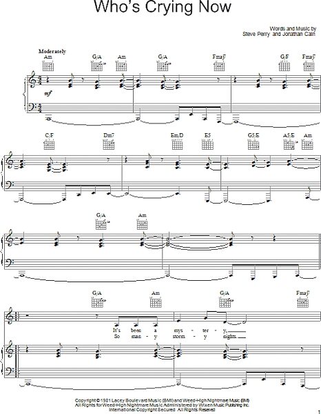 open zoom image for Who's Crying Now - Piano/Vocal/Guitar, New, Main