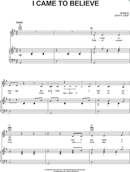 open zoom image for I Came To Believe - Piano/Vocal/Guitar, New, Main