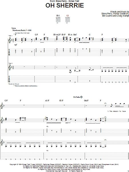 open zoom image for Oh Sherrie - Guitar TAB, New, Main