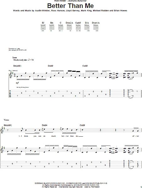 open zoom image for Better Than Me - Guitar TAB, New, Main