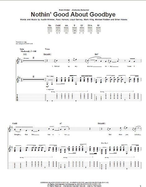 open zoom image for Nothin' Good About Goodbye - Guitar TAB, New, Main