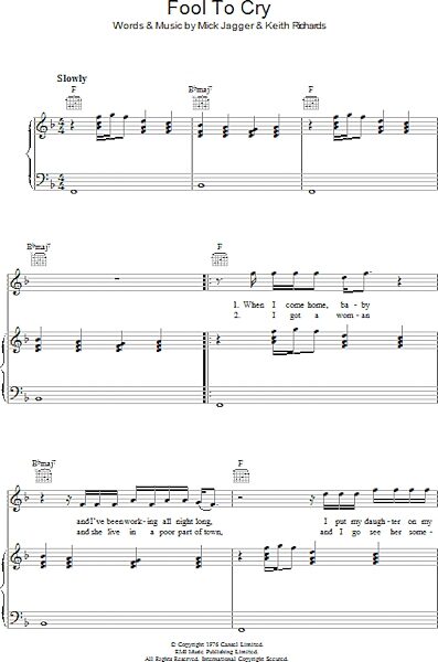 open zoom image for Fool To Cry - Piano/Vocal/Guitar, New, Main
