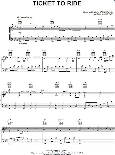 open zoom image for Ticket To Ride - Piano/Vocal/Guitar, New, Main