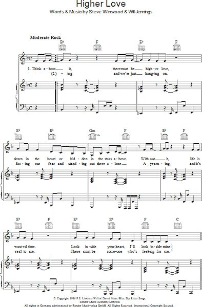 open zoom image for Higher Love - Piano/Vocal/Guitar, New, Main