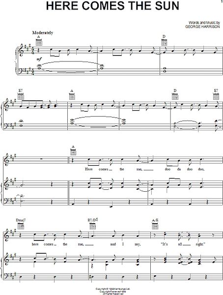 open zoom image for Here Comes The Sun - Piano/Vocal/Guitar, New, Main