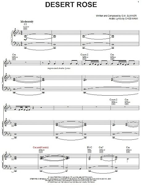 open zoom image for Desert Rose - Piano/Vocal/Guitar, New, Main