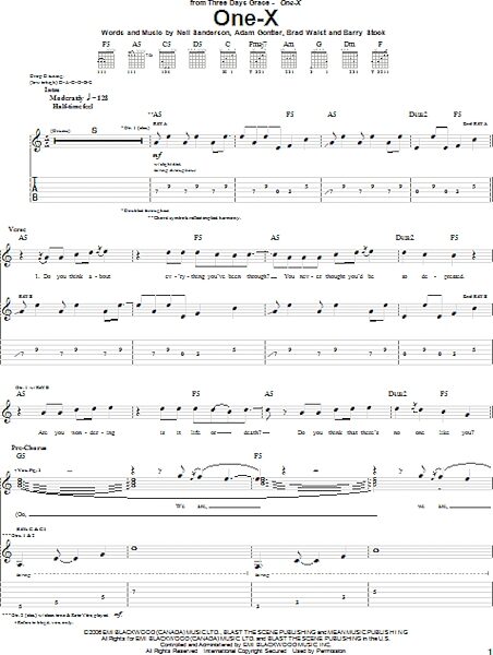 open zoom image for One-X - Guitar TAB, New, Main