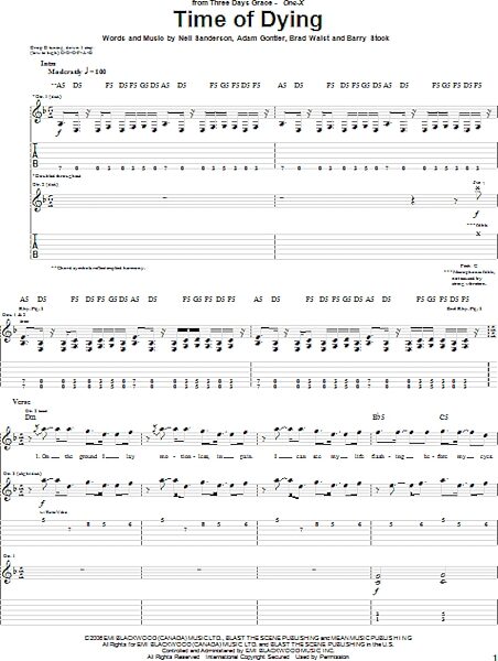 open zoom image for Time Of Dying - Guitar TAB, New, Main