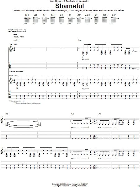 open zoom image for Shameful - Guitar TAB, New, Main