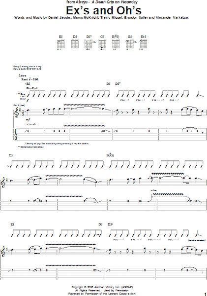 open zoom image for Ex's And Oh's - Guitar TAB, New, Main