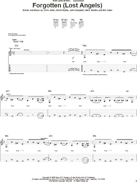 open zoom image for Forgotten (Lost Angels) - Guitar TAB, New, Main