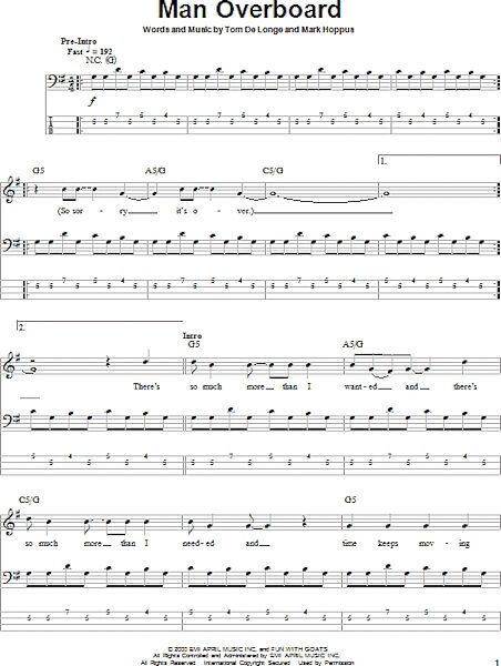 open zoom image for Man Overboard - Bass Tab, New, Main