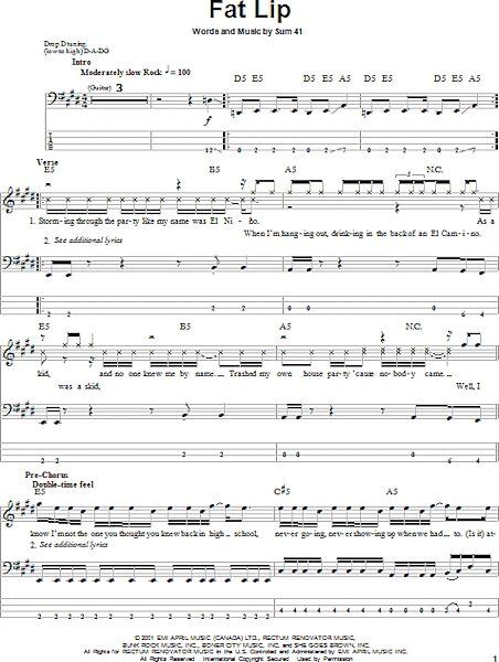 open zoom image for Fat Lip - Bass Tab, New, Main