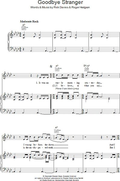 open zoom image for Goodbye Stranger - Piano/Vocal/Guitar, New, Main