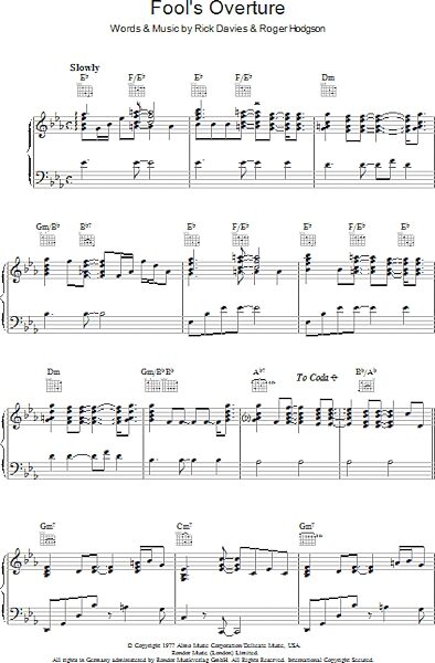 open zoom image for Fool's Overture - Piano/Vocal/Guitar, New, Main
