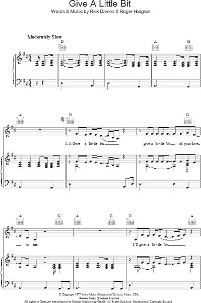 open zoom image for Give A Little Bit - Piano/Vocal/Guitar, New, Main