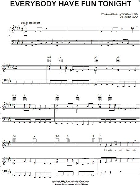 open zoom image for Everybody Have Fun Tonight - Piano/Vocal/Guitar, New, Main