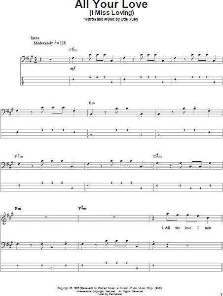 open zoom image for All Your Love (I Miss Loving) - Bass Tab, New, Main