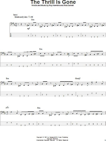 open zoom image for The Thrill Is Gone - Bass Tab, New, Main