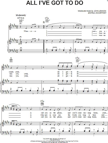 open zoom image for All I've Got To Do - Piano/Vocal/Guitar, New, Main