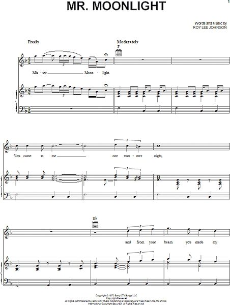 open zoom image for Mr. Moonlight - Piano/Vocal/Guitar, New, Main