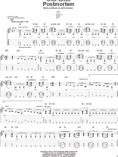 open zoom image for Postmortem - Guitar TAB, New, Main