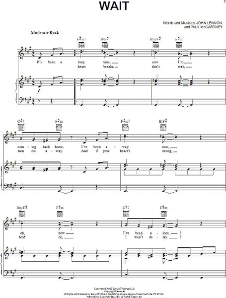 open zoom image for Wait - Piano/Vocal/Guitar, New, Main