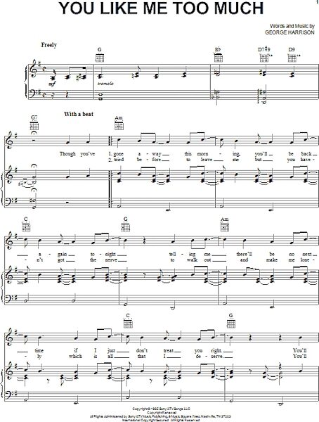 open zoom image for You Like Me Too Much - Piano/Vocal/Guitar, New, Main