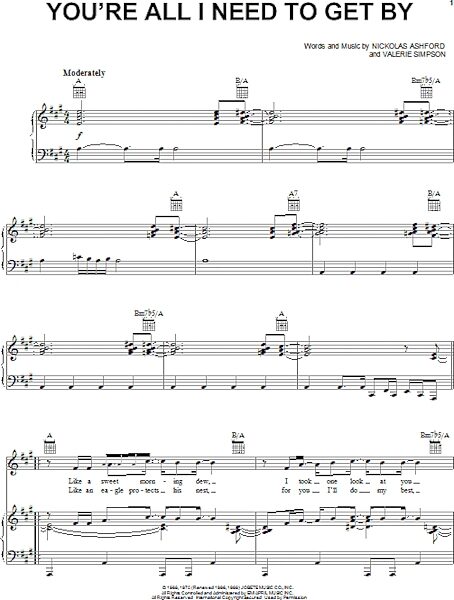 open zoom image for You're All I Need To Get By - Piano/Vocal/Guitar, New, Main
