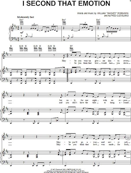 open zoom image for I Second That Emotion - Piano/Vocal/Guitar, New, Main