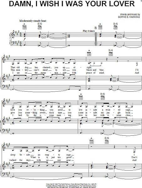 open zoom image for Damn, I Wish I Was Your Lover - Piano/Vocal/Guitar, New, Main