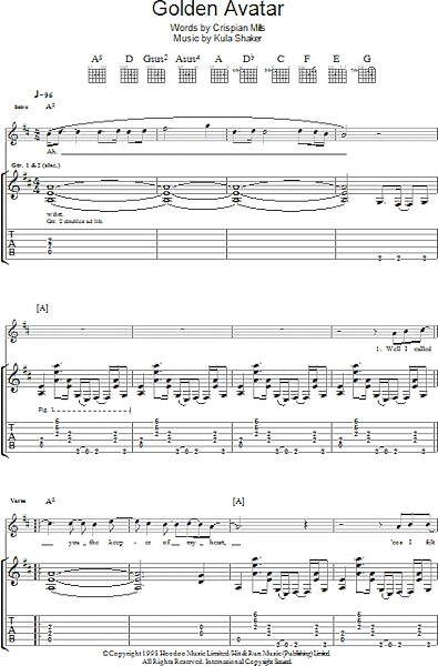 open zoom image for Golden Avatar - Guitar TAB, New, Main