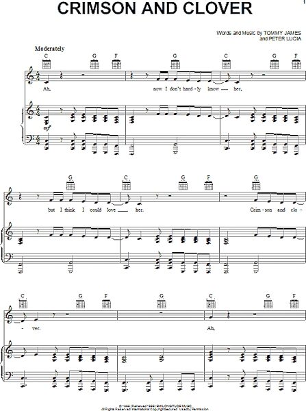 open zoom image for Crimson And Clover - Piano/Vocal/Guitar, New, Main