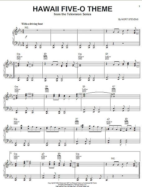 open zoom image for Hawaii Five-O Theme - Piano/Vocal/Guitar, New, Main