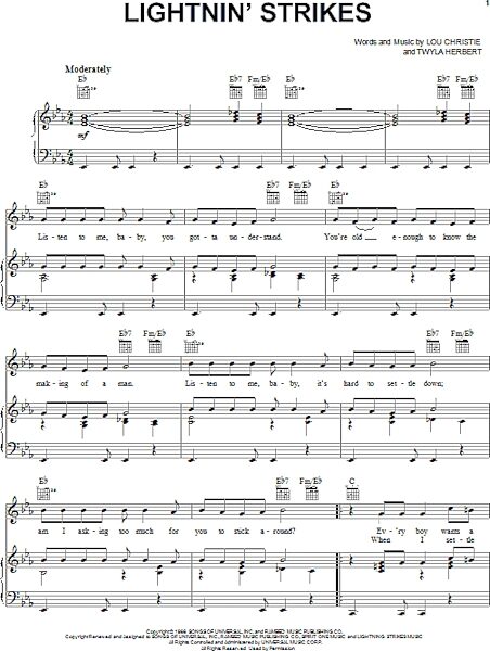 open zoom image for Lightnin' Strikes - Piano/Vocal/Guitar, New, Main