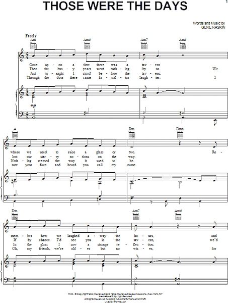 open zoom image for Those Were The Days - Piano/Vocal/Guitar, New, Main