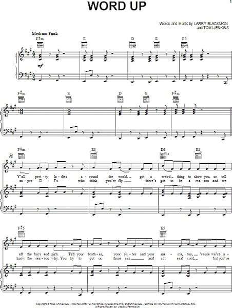 open zoom image for Word Up - Piano/Vocal/Guitar, New, Main