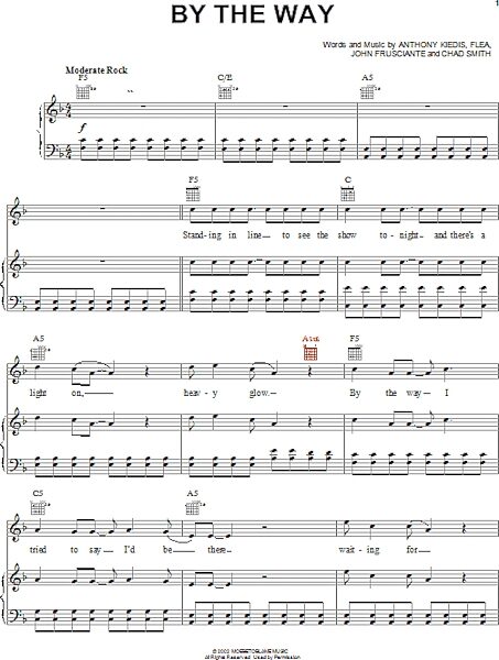 open zoom image for By The Way - Piano/Vocal/Guitar, New, Main