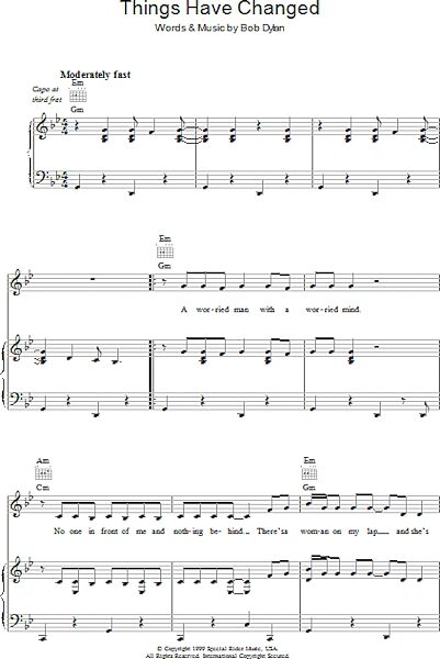 open zoom image for Things Have Changed - Piano/Vocal/Guitar, New, Main