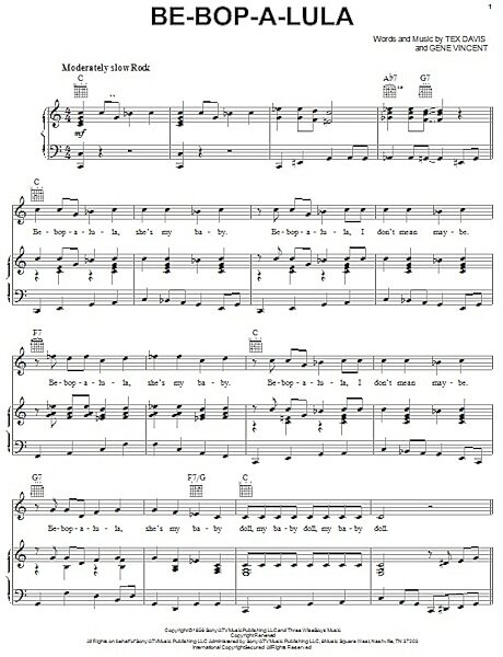 open zoom image for Be-Bop-A-Lula - Piano/Vocal/Guitar, New, Main