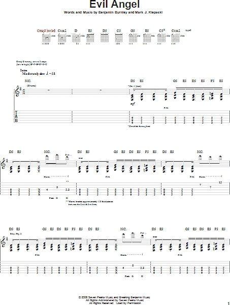 open zoom image for Evil Angel - Guitar TAB, New, Main